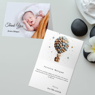 Remerciements Type personnalisé Photo Bébé Plié Carte de remerci