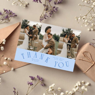 Remerciements Typographie Courbe Carte de Mariage Multi Photo Bl