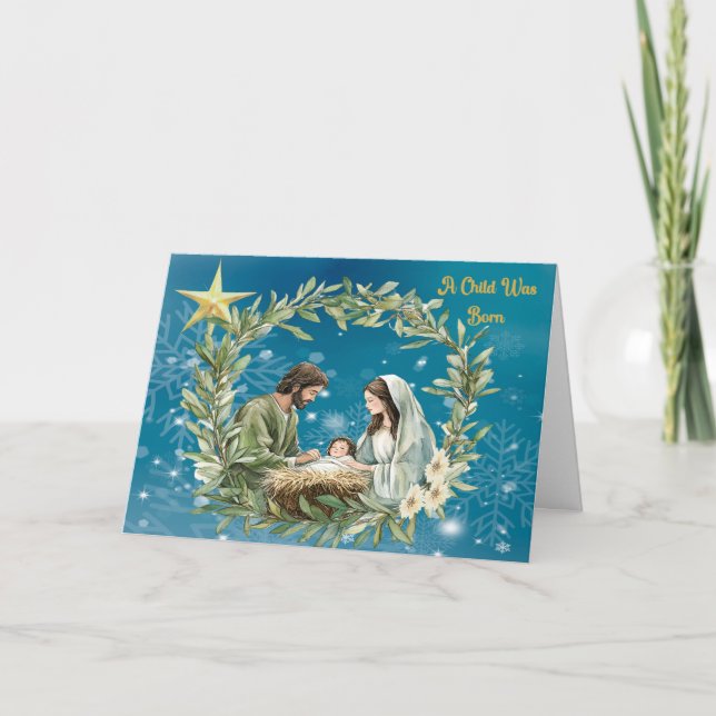 Remerciements Un enfant est né Carte de Noël (Devant)