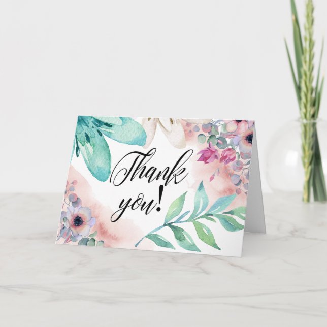 Remerciements Une carte de remerciement florale générique (Devant)