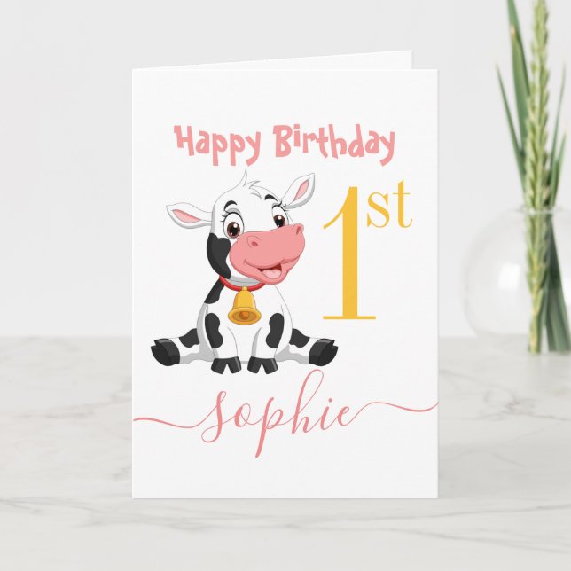 Remerciements Vache ferme Animaux d'anniversaire mignon Carte de (Devant)