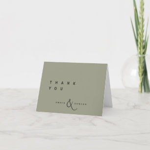 Remerciements Vert sauge   Carte de remerciement de mariage simp