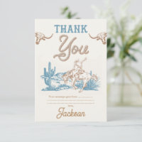 Vintage Agave Blue Green Cowboy Carte de remerciem