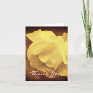 Remerciements Vintage Sepia White Rose Floral Carte de remerciem