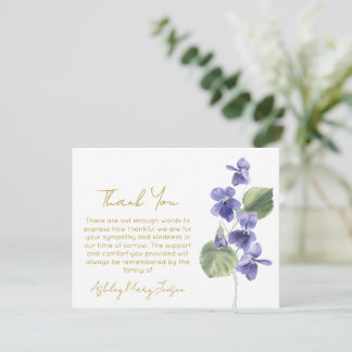 Remerciements Violet | Carte de remerciement de funérailles Deui