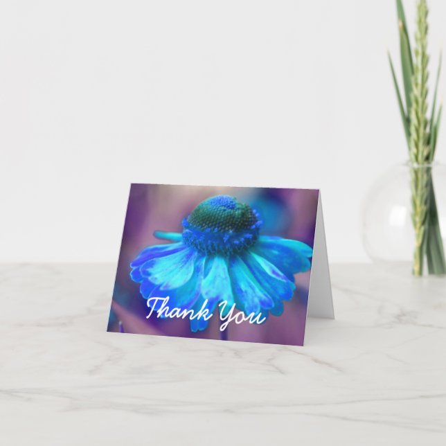 Remerciements Vivid Blue Zinnia Abstrait Floral Carte de remerci (Devant)