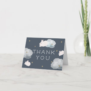 Remerciements Voler Bunny Star & Cloud Navy Blue Carte de remerc