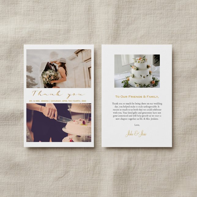 Remerciements Votre photo mariage heureuse, carte de remerciemen (Your happy wedding photo, modern thank you card.)