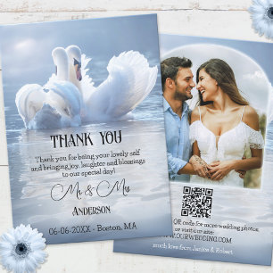 Remerciements Votre photo QR Swan Lake Mariage Carte de remercie