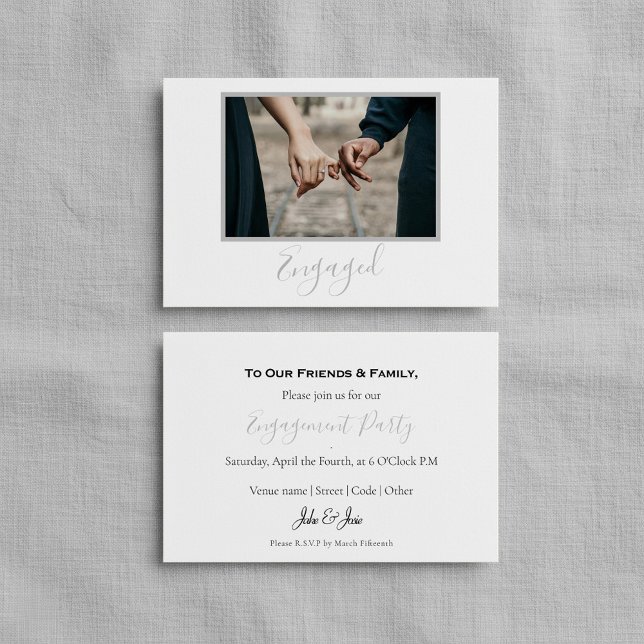 Remerciements Votre propre photo, carte de annonce de fiançaille (Your own photo, engaged announcement party card.)