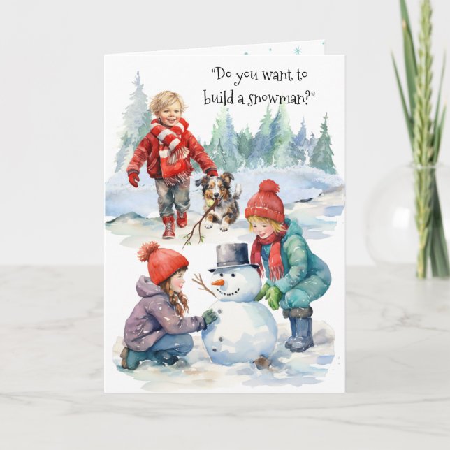 Remerciements Voulez-vous construire une carte de Noël Snowman (Devant)