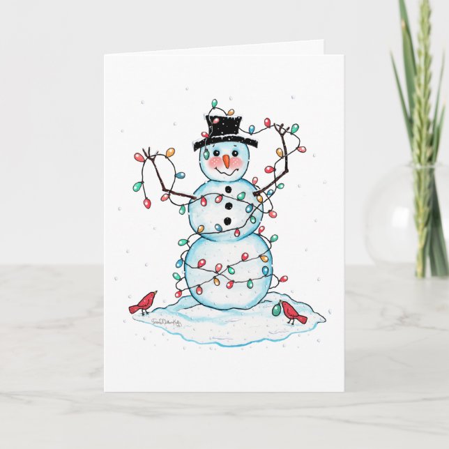 Remerciements Watercolor Snowman enveloppé dans la carte de voeu (Devant)