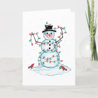 Remerciements Watercolor Snowman enveloppé dans la carte de voeu