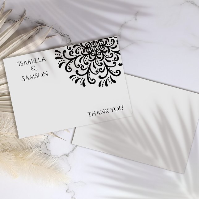 Remerciements Whimsical Black and White Flouring Carte de remerc (Créateur téléchargé)