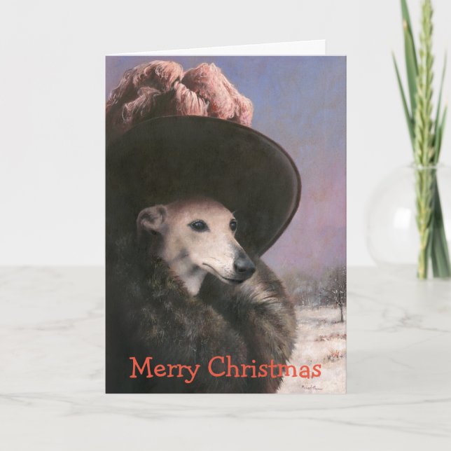 Remerciements Whippet - Carte de Noël Neige (Devant)