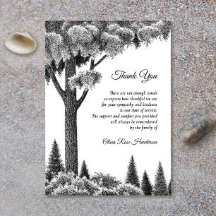 Remerciements Woodland Black Bereavement Funeral Carte de remerc