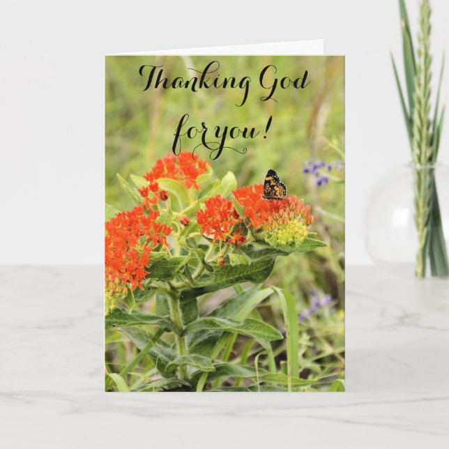 Remercier Dieu pour vous a plié Carte de remerciem (Devant)