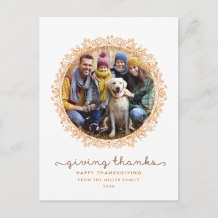 Remercier Wreath Thanksgiving Photo Carte Postale