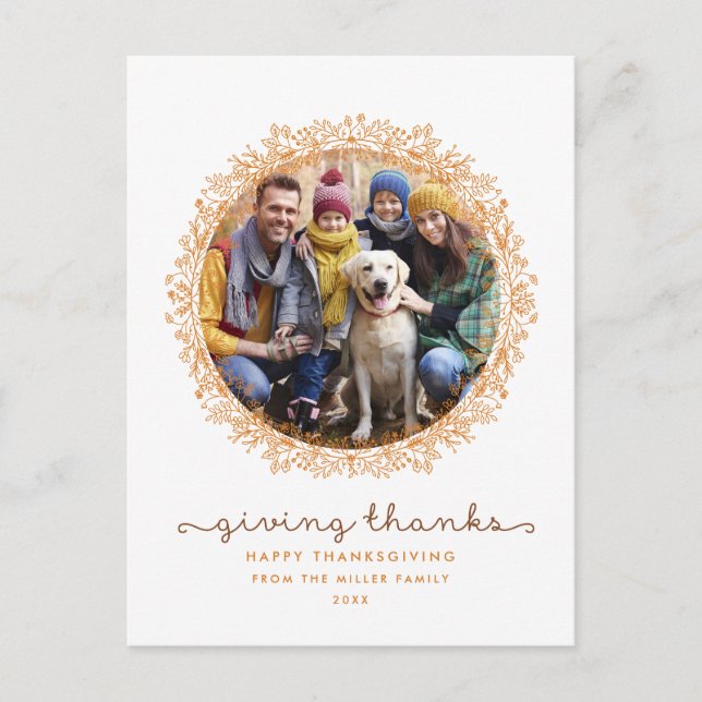 Remercier Wreath Thanksgiving Photo Carte Postale (Devant)