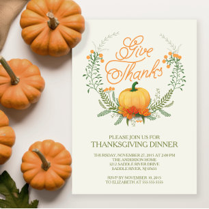 Remerciez Autumn Wreath Thanksgiving Invitation