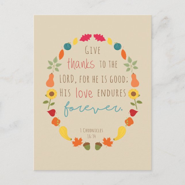 Remerciez le Seigneur, Chute Bible Verse Carte pos (Devant)