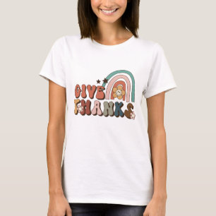 Remerciez Retro Rainbow Thanksgiving T-Shirt