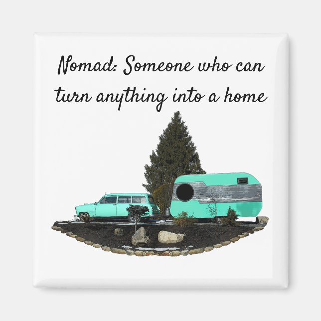Remorque de voiture de camping Retro Nomad Magnet (Devant)