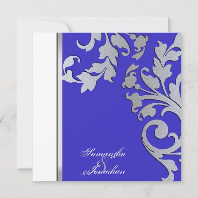 Remous floraux d'étincelle d'argent de faire-part (Devant)