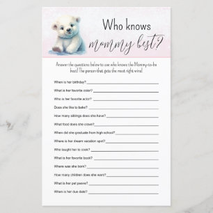 Remplir dans le jeu de Baby shower d'hiver rose Bl