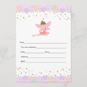 Remplir invitation fée rose or