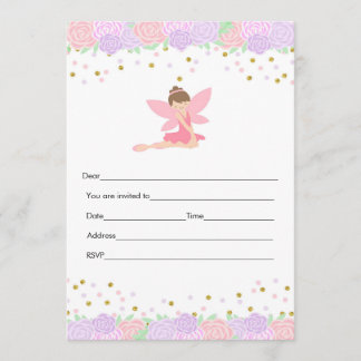 Remplir invitation fée rose or