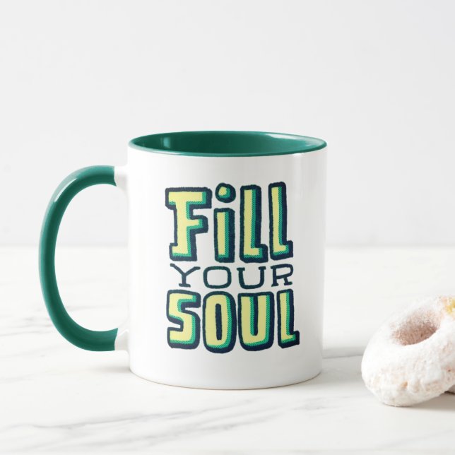 Remplir votre âme - Mug Motivationnelle Rétro (Avec donut)