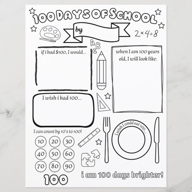 Remplissez en blanc 100 jours d'école (Devant)