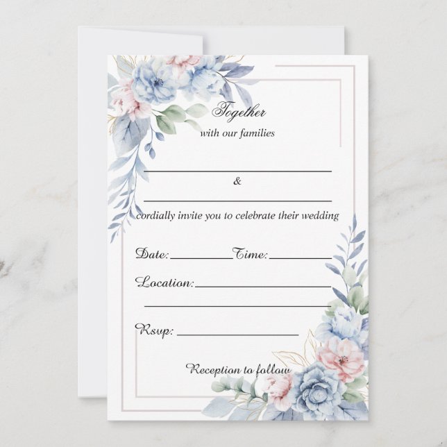 Remplissez Le Faire-part de mariage Floral Blanc (Devant)