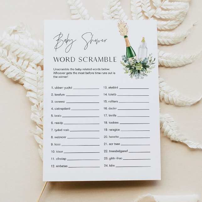 REMY Baby Word Scramble Baby shower Carte de jeu (Créateur téléchargé)