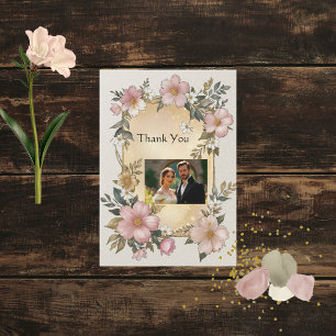 Renaissance Floral Frame Mariage Merci Cartes