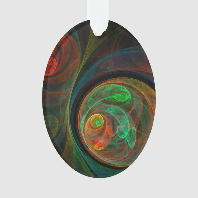 Renaissance Vert Art Abstrait Acrylique Oval (devant)