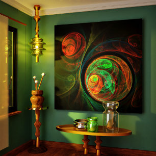 Renaissance Vert Art Abstrait Enveloppé toile Impr