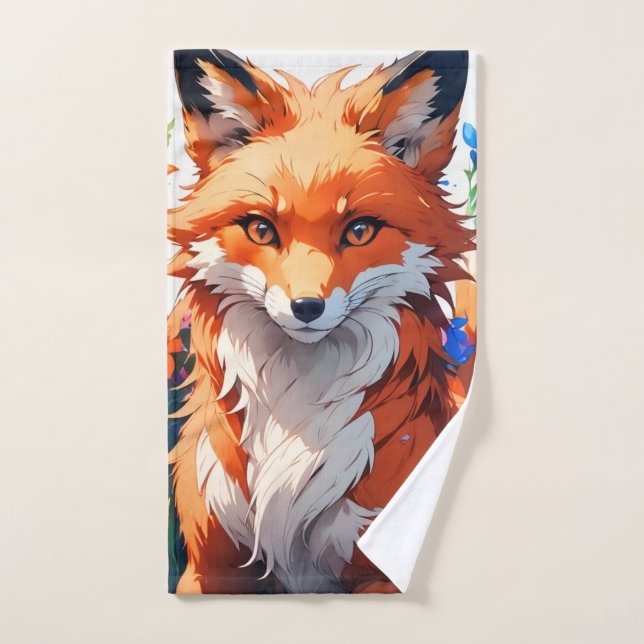 Renard à fleurs (Serviette à main)
