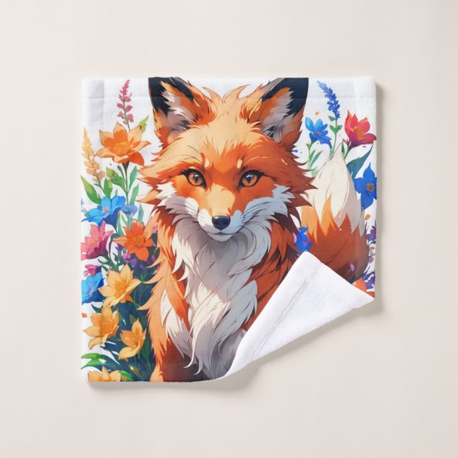 Renard à fleurs (Gant de toilette)