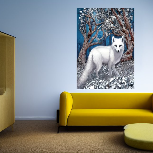 Renard blanc dans la forêt blanche | AI Art Poster (Créateur téléchargé)