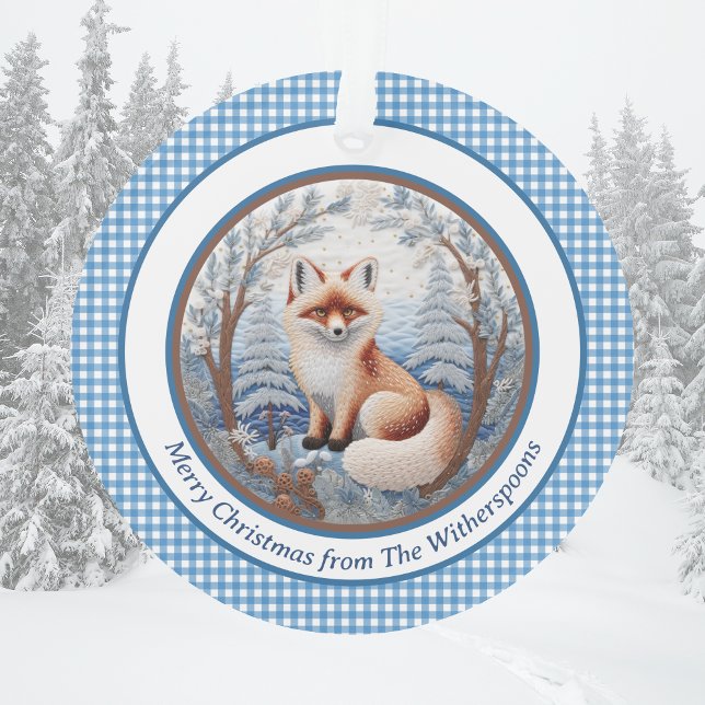 Renard charmant dans la forêt bleue En vichy Noël (Créateur téléchargé)