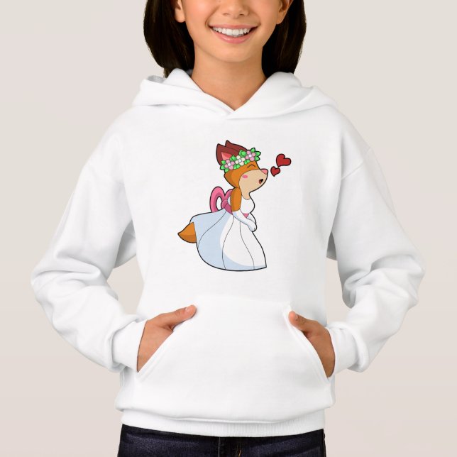 Renard comme mariée avec robe de mariée et couronn (Devant)