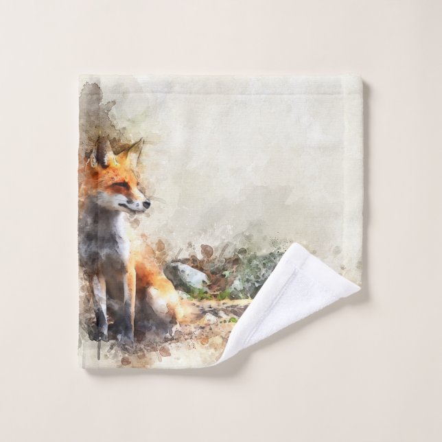 Renard dans la peinture sauvage (Gant de toilette)