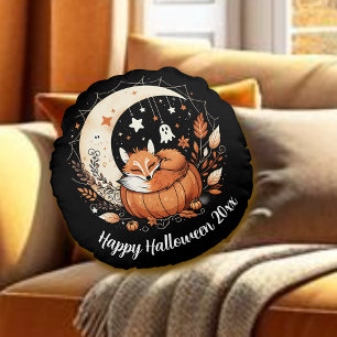 Renard d'Halloween personnalisé et Coussin rond fa