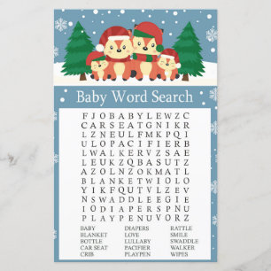 Renard d'hiver Baby shower Word Search Jeu