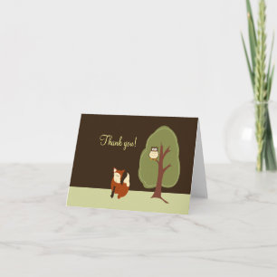 Renard et hibou du bois plié Merci notes