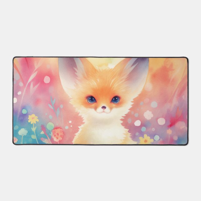 Renard Fennec Fantaisiste Aquarelle Pastel Arc-en- (Recto)