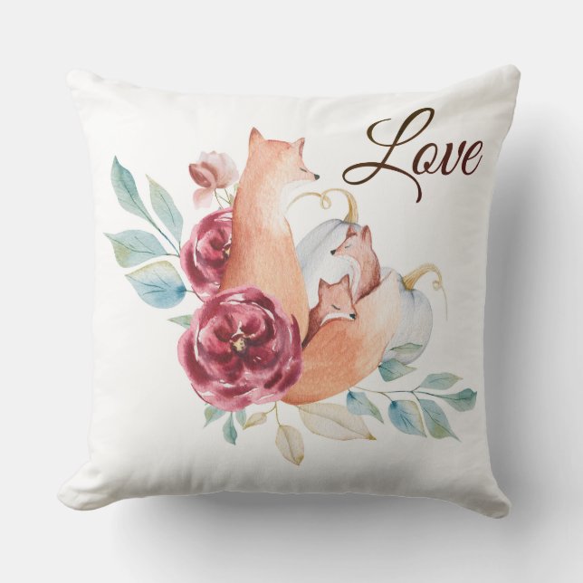 Renard Floral Coussin réversible.. (Recto)