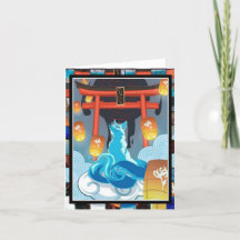 Renard japonais et Carte de remerciements de pagod